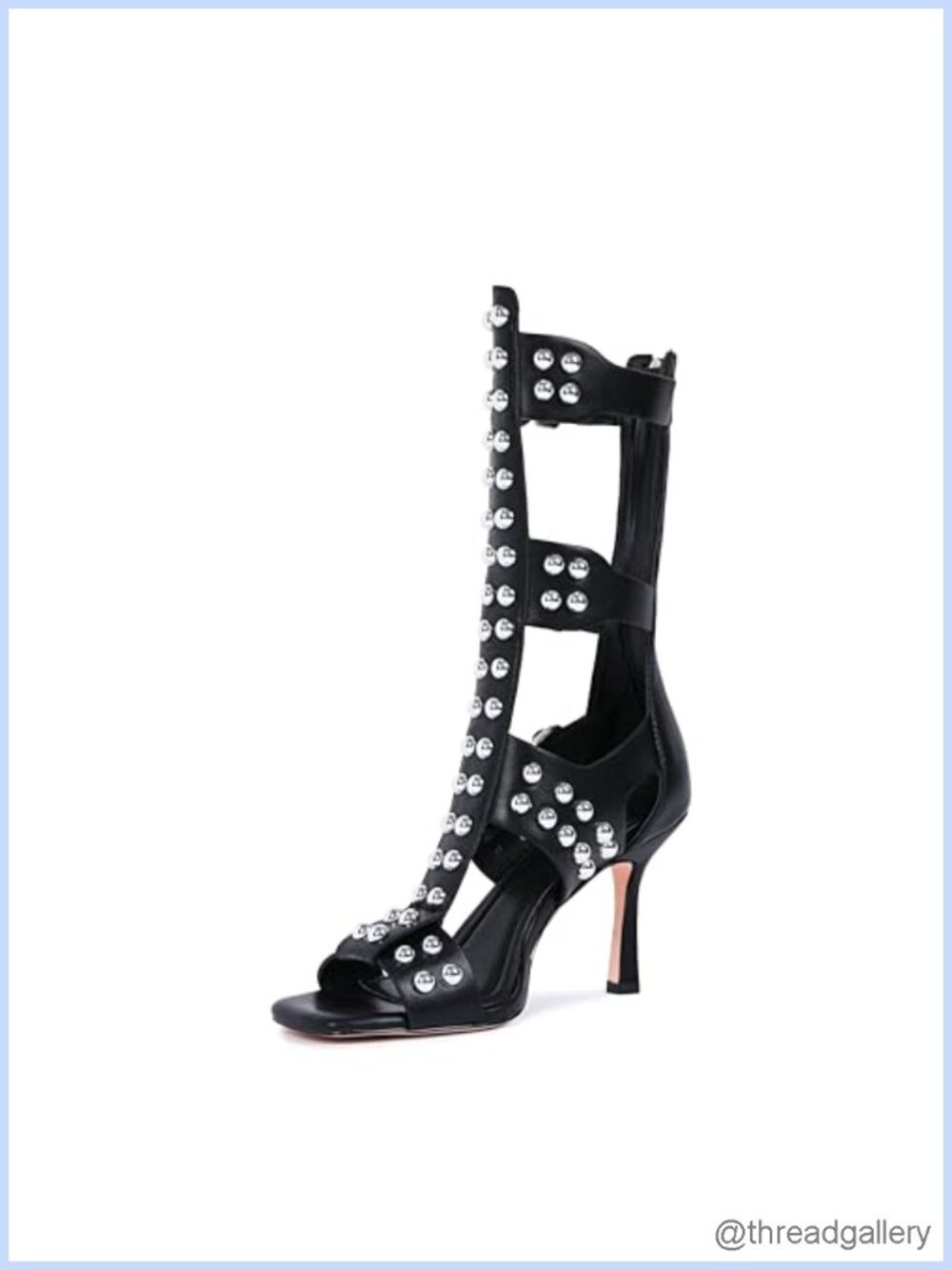 Studded Gladiator Heels Faux Leather Cage Stiletto Sandals